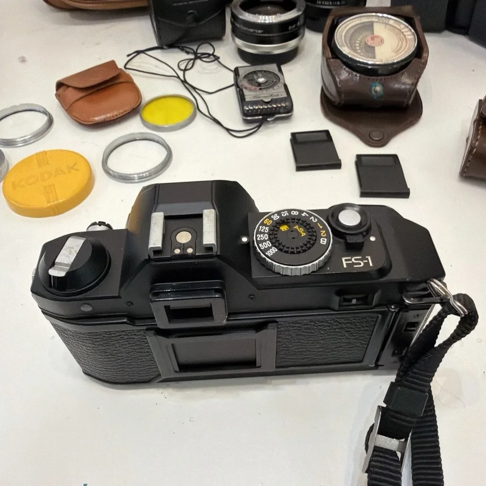 Lot of Vintage Camera / Accessories Konica, Vivitar, Spiratone, Miida, Lenses